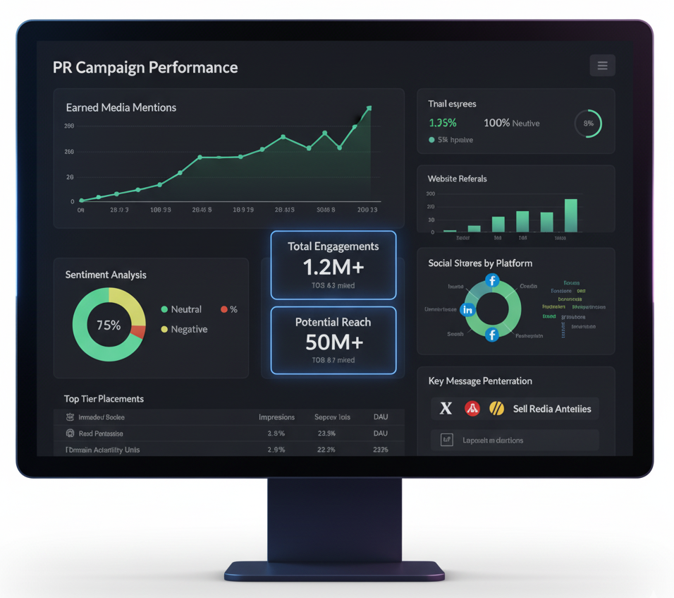 Digital PR agency analytics dashboard highlighting SaaS growth from AWISEE PR review