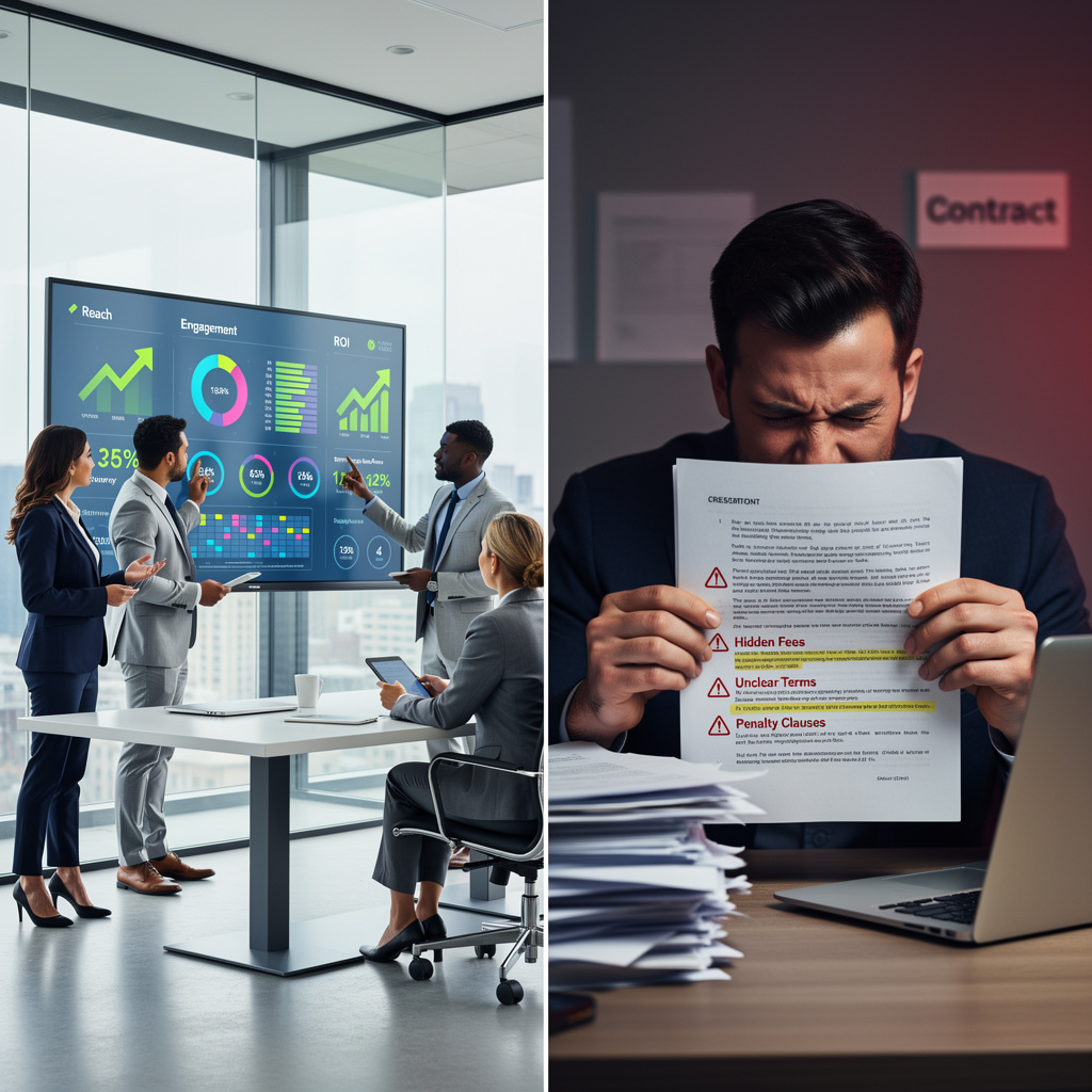 Comparing transparent PR agency practices versus red flag warning signs when you find a PR agency and review their contracts